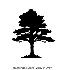 Tree black silhouette icon vector.