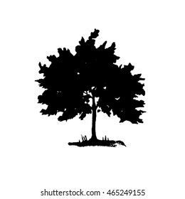 tree black silhouette isolated vector illustration