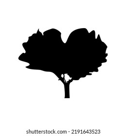 Tree black silhouette, plant vector illustration, tree flat design.