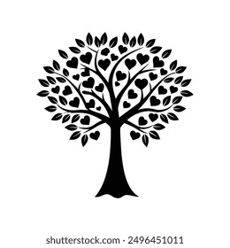 Tree black silhouette vector, ideal for nature-themed designs and botanical illustrations.