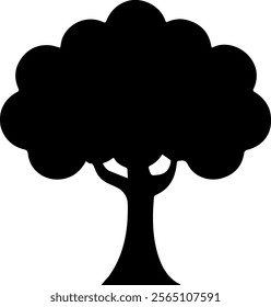 Tree black silhouette vector illustration on white background
