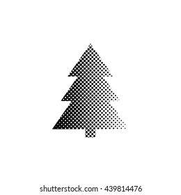 tree - black vector icon;  halftone illustration