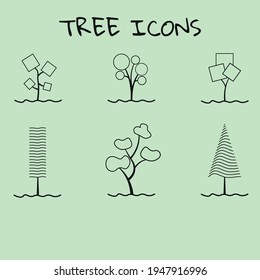 Tree black vector icons.Architecture trees