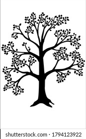 Tree - black vector silhouette for pictogram or logo. Tree with Leaves - sign or icon. Plants, forestry and gardening.
