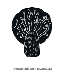 Tree. Black and white clipart. Vector illustration.