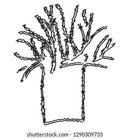 Tree black and white doodle vector illustration