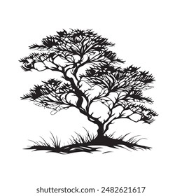 tree black and white illustration vector
