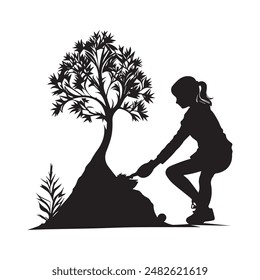 tree black and white illustration vector