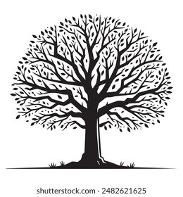 árbol negro y blanco ilustración Vector