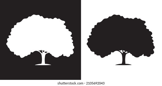 Tree black and white silhouette. Vector Mockup for laser cutting, wall sticker, panel, logo, icon, sticker. Vector illustration. EPS10.