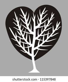Tree black white vector illustration