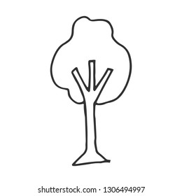 tree black and white vector illustration