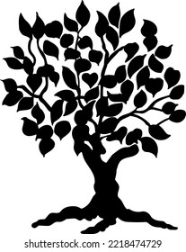 Tree Black and White Vector Illustration