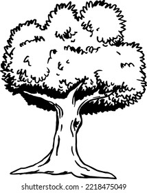 Tree Black and White Vector Illustration
