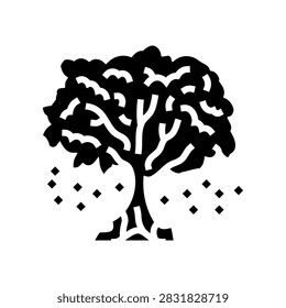 tree bloom pollen cloud glyph icon vector. tree bloom pollen cloud sign. isolated symbol illustration