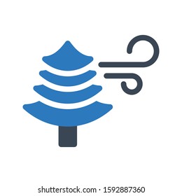 tree blowing vector glyph color icon 