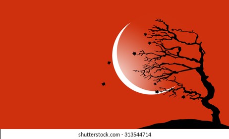 Tree blowing in the wind vector background