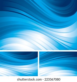Tree blue abstract backgrounds. Eps8. CMYK. Organized by layers. Global colors. Gradients used.