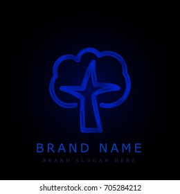 Tree blue chromium metallic logo