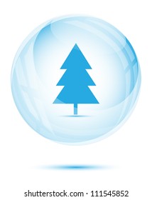 Tree in the blue glass sphere