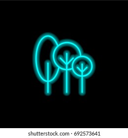 Tree blue glowing neon ui ux icon. Glowing sign logo vector