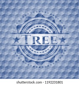 Tree blue hexagon emblem.