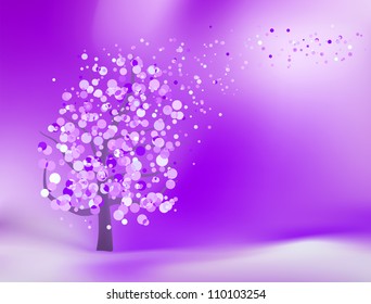 Tree with blue leaves. EPS 8 vector file included