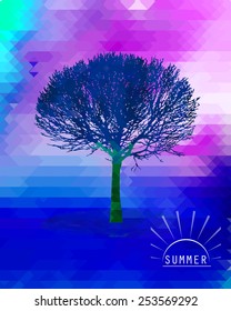 tree is blue mosaic. Vector