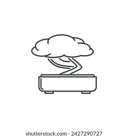Tree, bonsai, japan, culture, country, civilization icon, vector illustration
