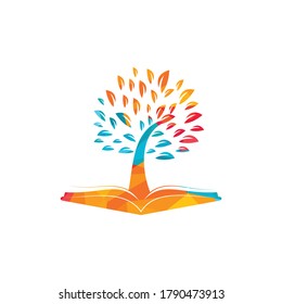 Árbol Con Plantilla De Logotipo De Educación De Libros.