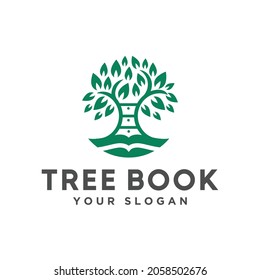 Tree and book icon - emblem for courses, classes and schools