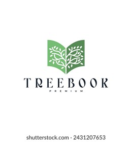 TREE BOOK LEAF LOGO VECTOR ICON ILLUSTRATION