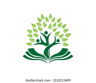 Tree Book Logo  Design template. Vector abstract logo tree in the book Vector Template.