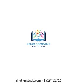 Tree Book Logo Design Vector