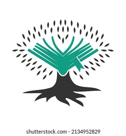 logotipo de árbol y libro Icono Ilustración Identidad de marca