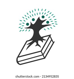tree and book people logo Icon Illustration Brand Identity