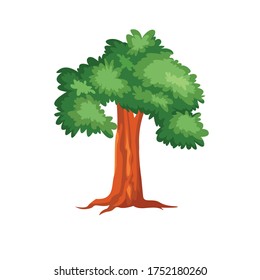 Ilustración de vectores de dibujos animados botánicos de árbol