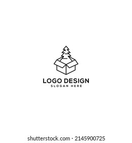 Tree in the box logo design vector illustration