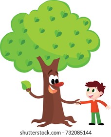 tree and boy are friends