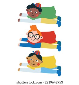 tree boys flying children charactor design set