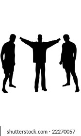 Tree boys silhouette vector