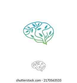 Tree Brain concept nature intelligent evolution. Human anatomical brain in a shape of green tree. Vector illustration EPS.8 EPS.10