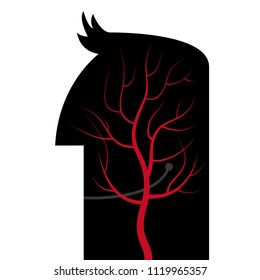 Tree in the brain. Isolated over white background.