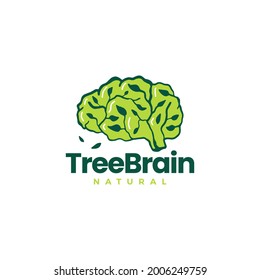 tree brain leaf smart idea think logo vector icon illustration