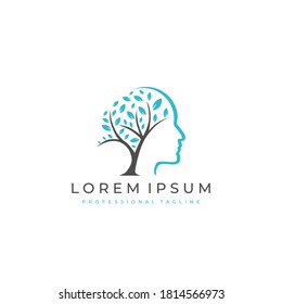 concepto del logo del cerebro de árbol. la mente humana, el crecimiento, la innovación, el pensamiento, la ilustración de las acciones de símbolos.