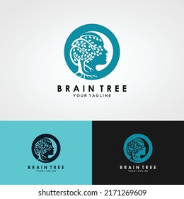 tree brain logo concept. human mind, growth , innovation, thinking, symbol stock illustration.