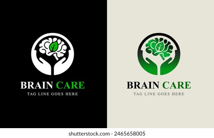 Concepto de logotipo de cerebro de árbol. La mente humana, el crecimiento de la mente, el cerebro humano con la bombilla de energía, el cerebro con la hoja, el símbolo de la idea del logotipo, la recarga del cerebro, mejorar