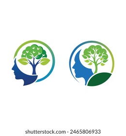 tree brain logo concept. human mind, growth , innovation, thinking, symbol stock illustration