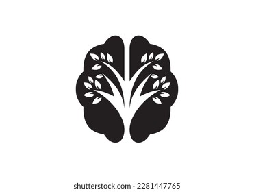 tree brain logo design. health nature symbol icon vector