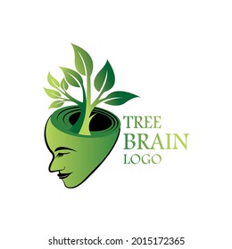 Tree brain logo design. Modern tree logo.